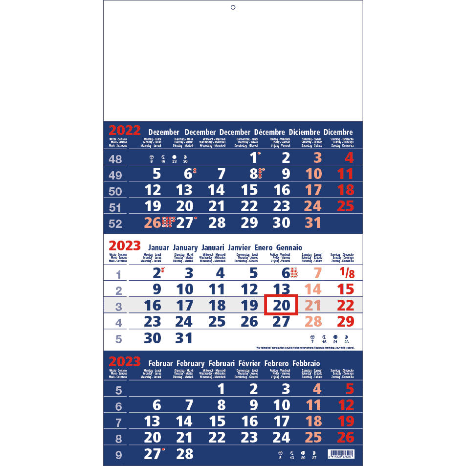 Shipping Calendar 3 months focus blue 2023 - calendars365.shop