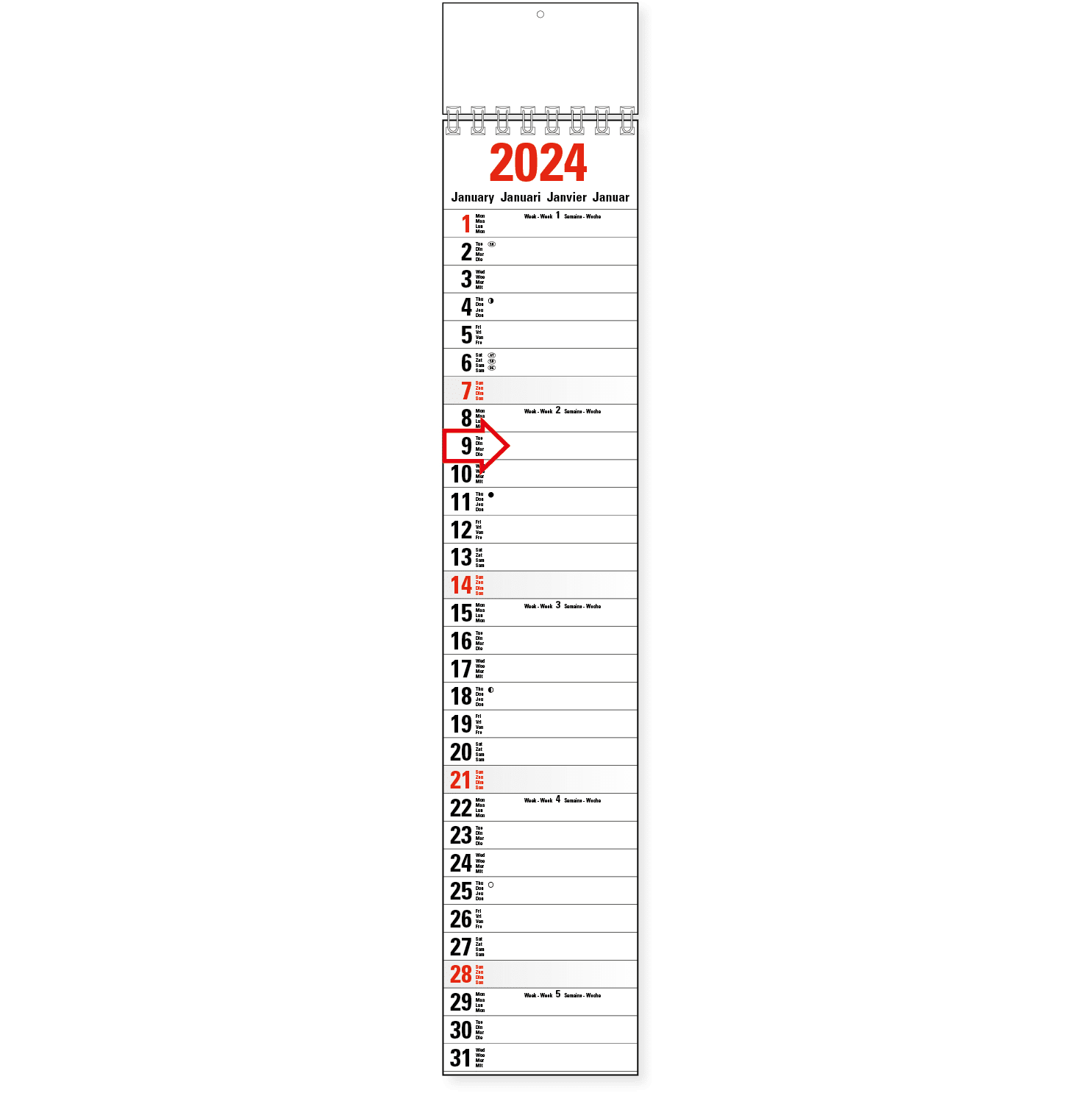 Slim Line Calendar Midi 2024