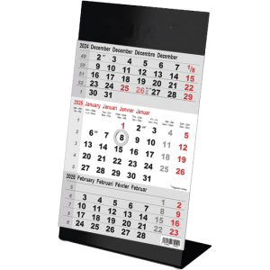 Desk calendar 3 months 2025 Color black