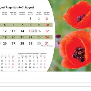 Desk calendar Flowers 2025 - August