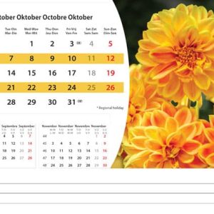 Desk calendar Flowers 2025 - October