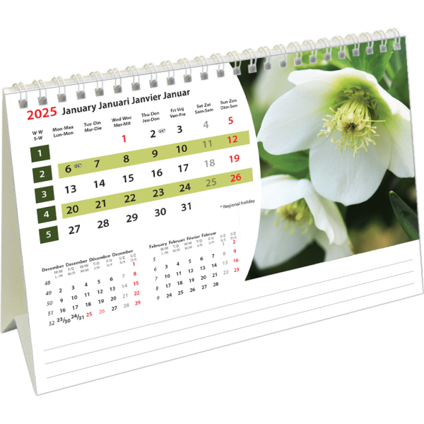 Desk calendar Flowers 2025 - January