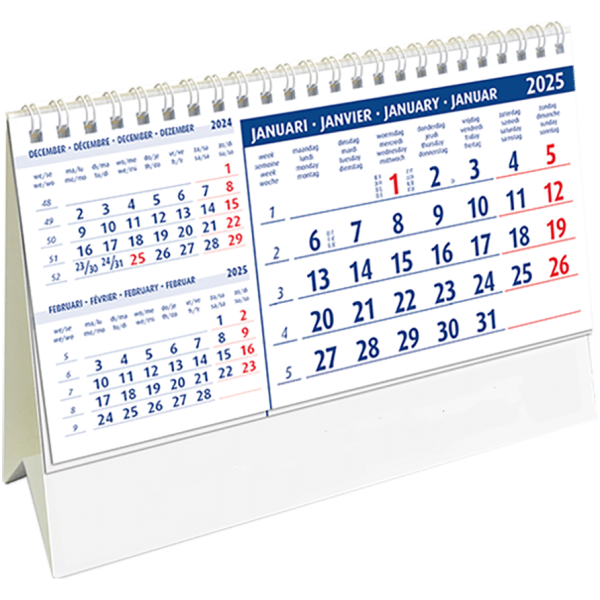 Desk calendar Belgium 2025