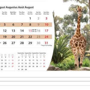 Desk calendar Wildlife 2025 - August