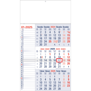 Calendar 3 months Memo blue 2025