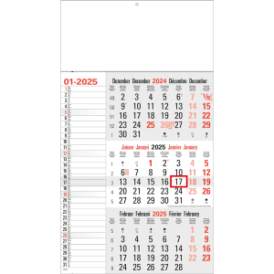 Calendar 3 months Memo grey 2025