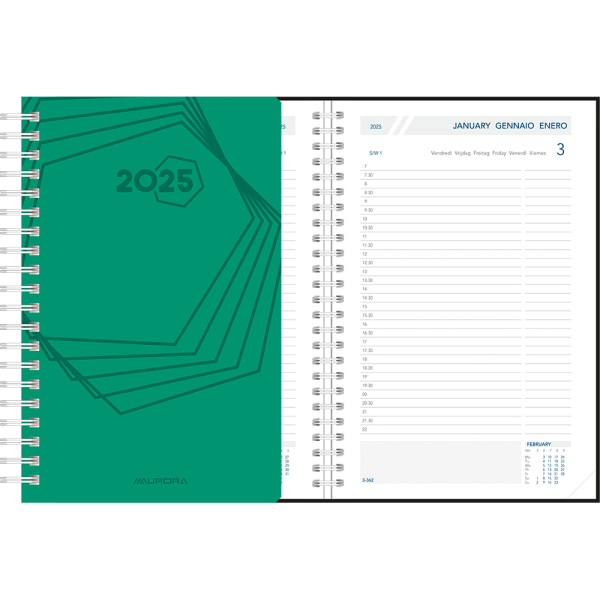 Diary Daily wire-o 2025 Green