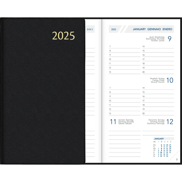 Pocket diary Visuplan 2025 casebound black