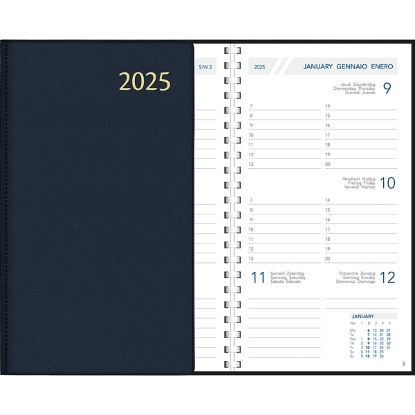 Pocket Diary Visuplan 2025 comb bound blue