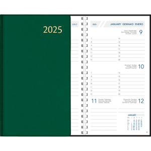 Pocket Diary Visuplan 2025 comb bound green