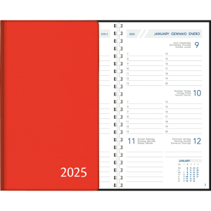 Pocket Diary Visuplan 2025 comb bound red