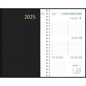 Pocket diary Visuplan 2025 comb bound black