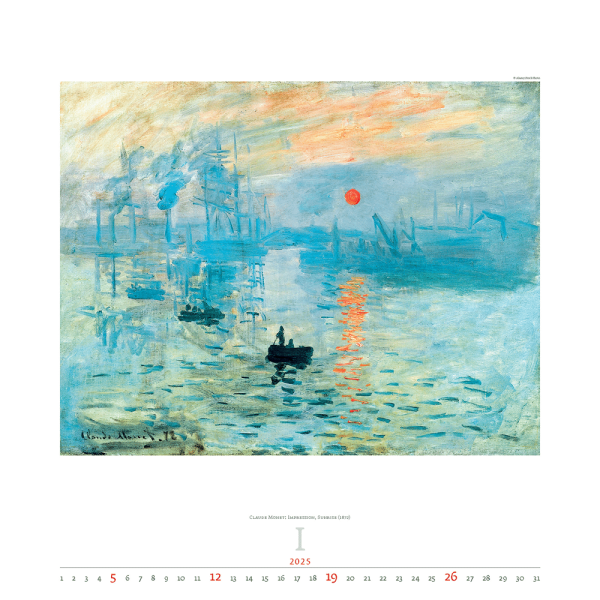 Calendar Art Impressionism 2025 - January